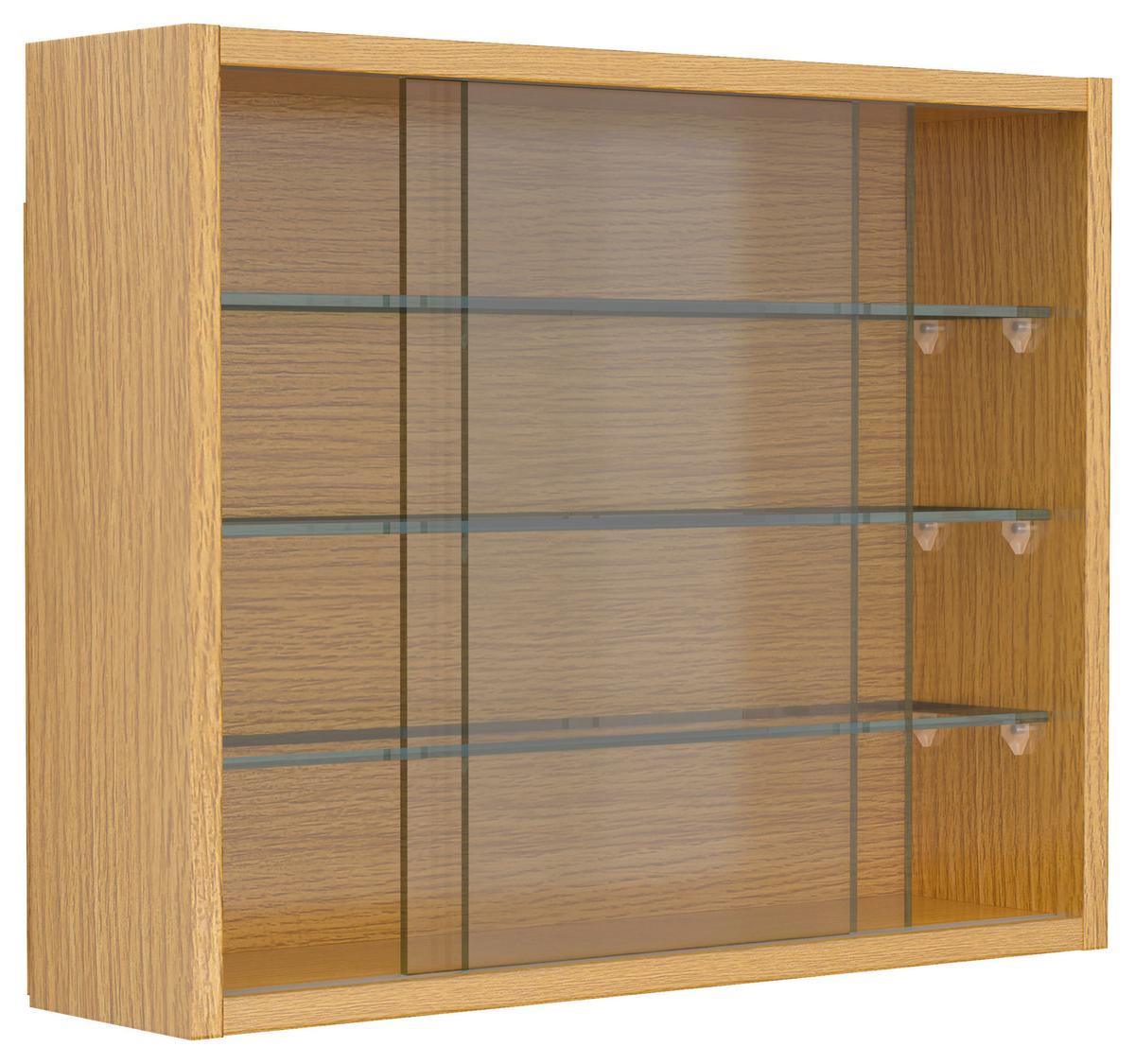 Hängevitrine Drivalo Eiche Dekor B: 50 cm - Honigeiche/Transparent, Design, Glas/Holzwerkstoff (50/40/12cm) - MID.YOU