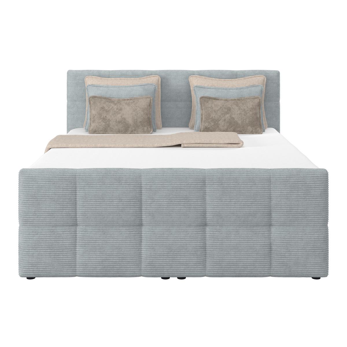 Boxspringbett mit Topper mit Bettkasten 180x200 cm Medino - Silberfarben, KONVENTIONELL, Holz/Holzwerkstoff (180/200cm)