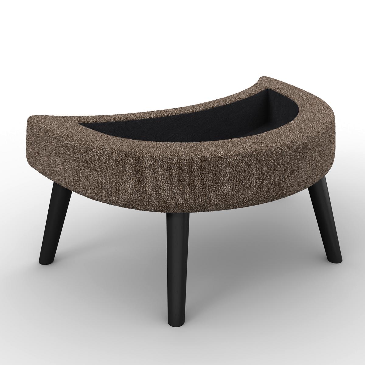 Křeslo s taburetem BIANCA, hnědá žinylka, max. 150 kg - přírodní barvy/hnědá, Moderní, dřevo/textil (111/69/152cm) - Bessagi Home