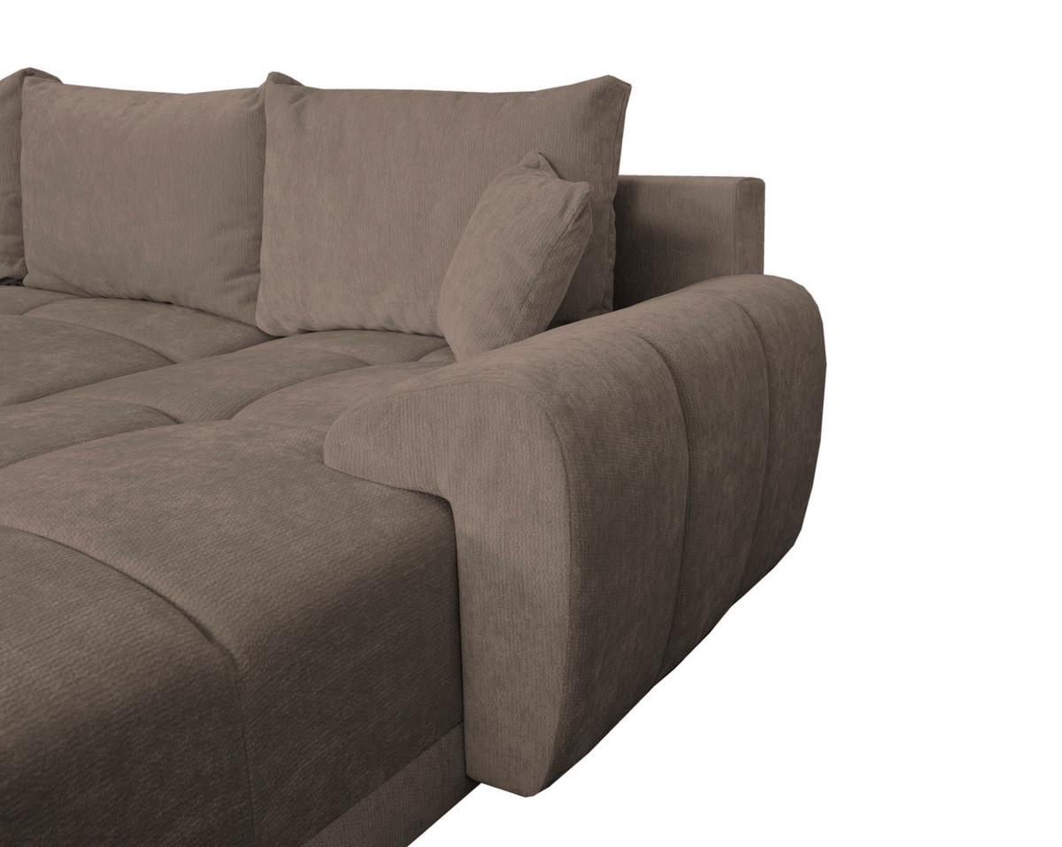 Rohová sedačka BONN, oboustranná, šedohnědá žinylka - černá/šedohnědá, Moderní, textil/plast (296/182cm)