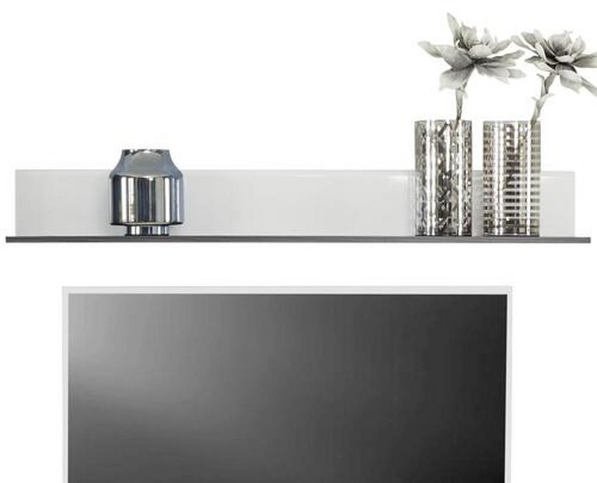 Wohnwand Modern 4 -Teilig. mit Led Concerto, Weiß/Schwarz - Silberfarben/Schwarz, MODERN, Glas/Holzwerkstoff (308/190/41cm)