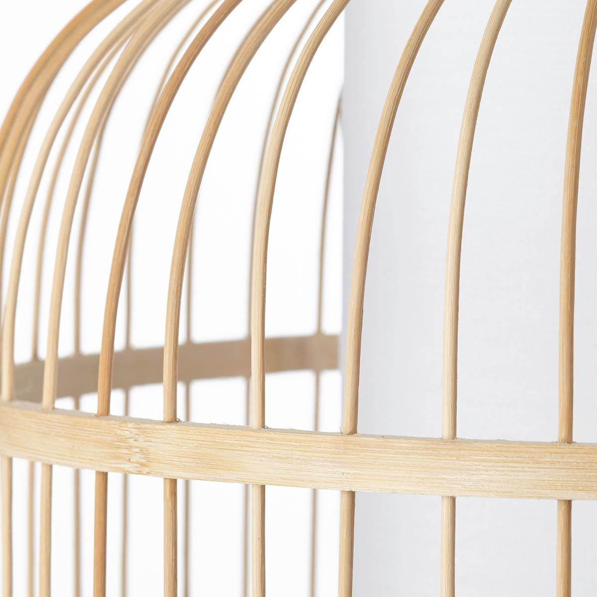 Hängeleuchte Bones H: 150 cm 1-Flammig, Käfig-Form - Naturfarben/Weiß, Natur, Holz/Textil (30/150cm) - Brilliant