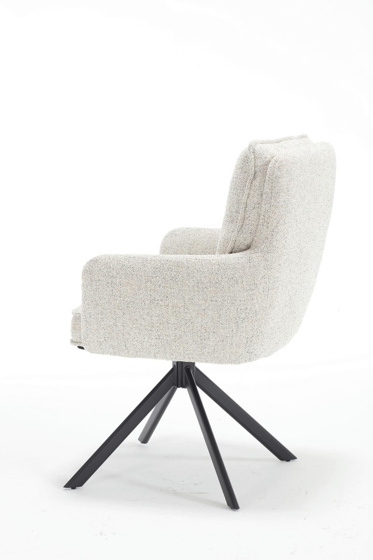 Armlehnstuhl Beige B: 60cm - Beige/Schwarz, MODERN, Textil/Metall (60/93/67cm) - Livetastic