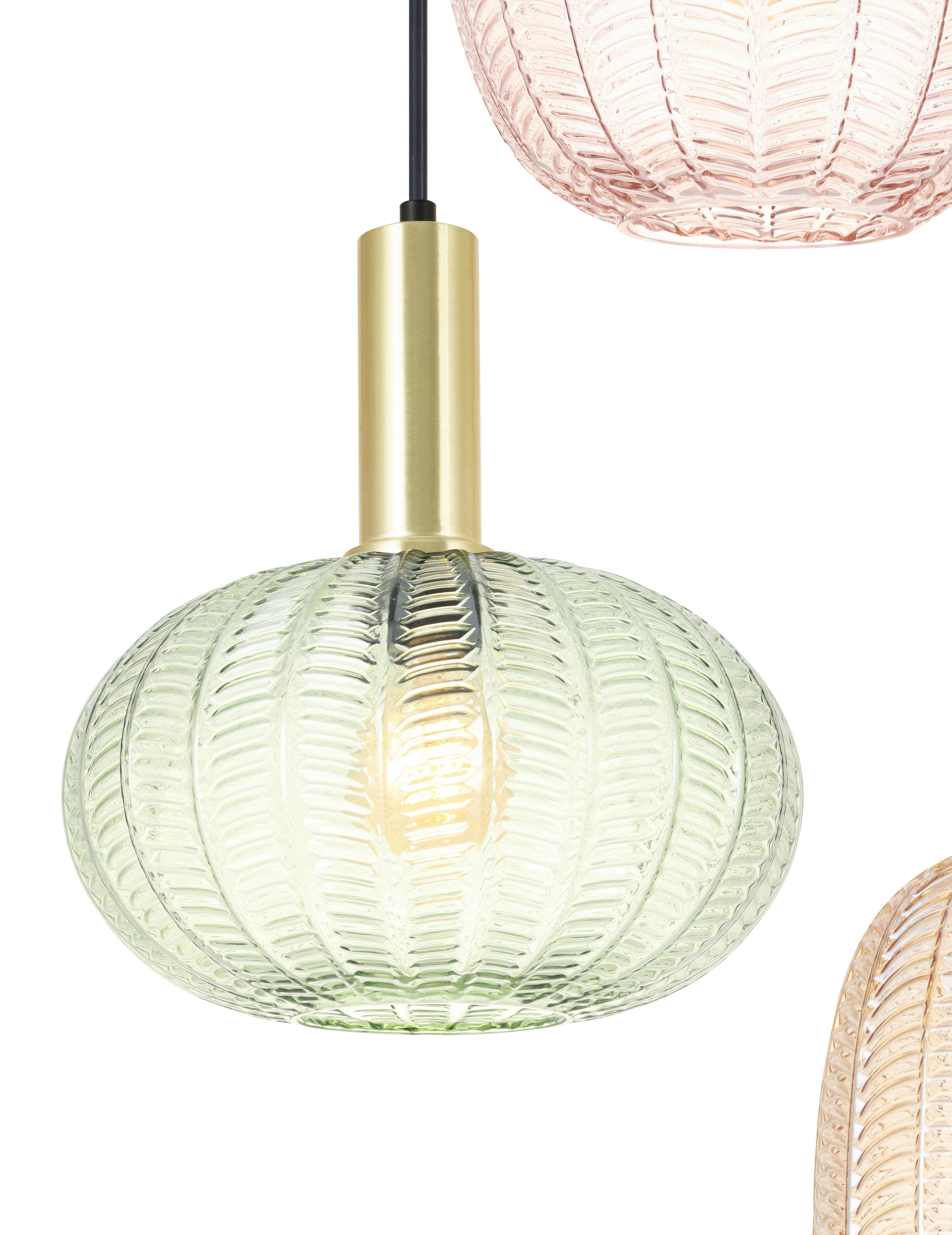 Hängeleuchte Bunti - Pink/Goldfarben, MODERN, Glas/Metall (98.5/26/120cm)