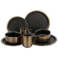 Kombiservice Modern Keramik 2 Personen Geschirr Set - Goldfarben/Schwarz, MODERN, Keramik (37,5/23/30,5cm) - Creatable