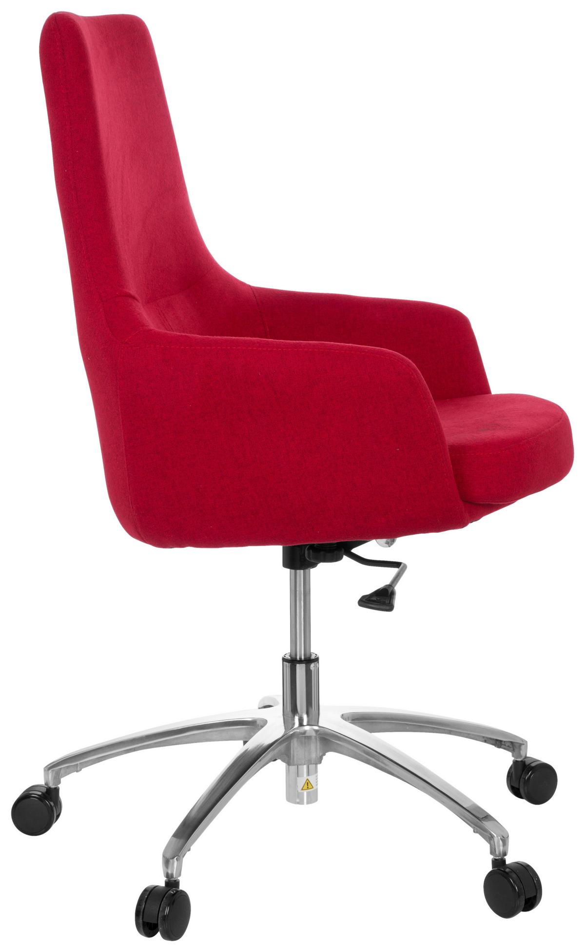 Bürostuhl Shake 100 Rot Bis 110 Kg - Silberfarben/Rot, Basics, Kunststoff/Textil (65/97/60cm) - MID.YOU