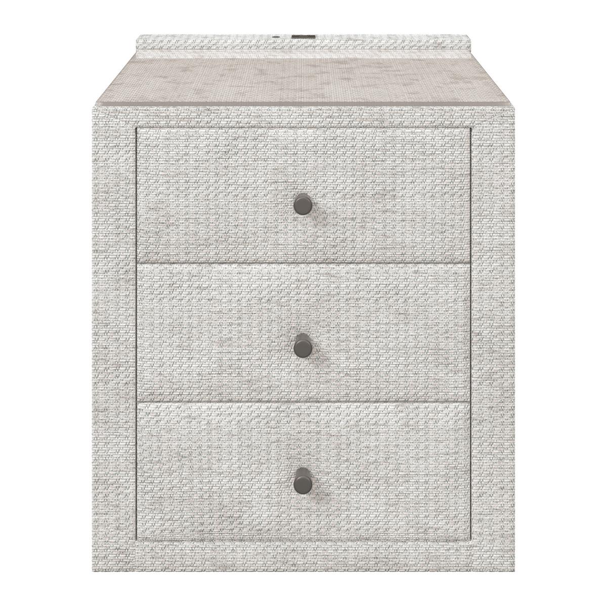 Nachtkästchen Brisbane I inkl. USB Anschluss B: 49,5cm - Creme, Trend, Glas/Holzwerkstoff (49,5/56,5/46cm) - Sembella