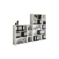 Aktenregal Office Edition Weiß B: 257cm - Silberfarben/Weiß, MODERN, Holzwerkstoff (257/185,6/33cm) - MID.YOU