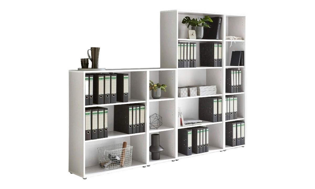 Aktenregal Office Edition Weiß B: 257cm - Silberfarben/Weiß, MODERN, Holzwerkstoff (257/185,6/33cm) - MID.YOU