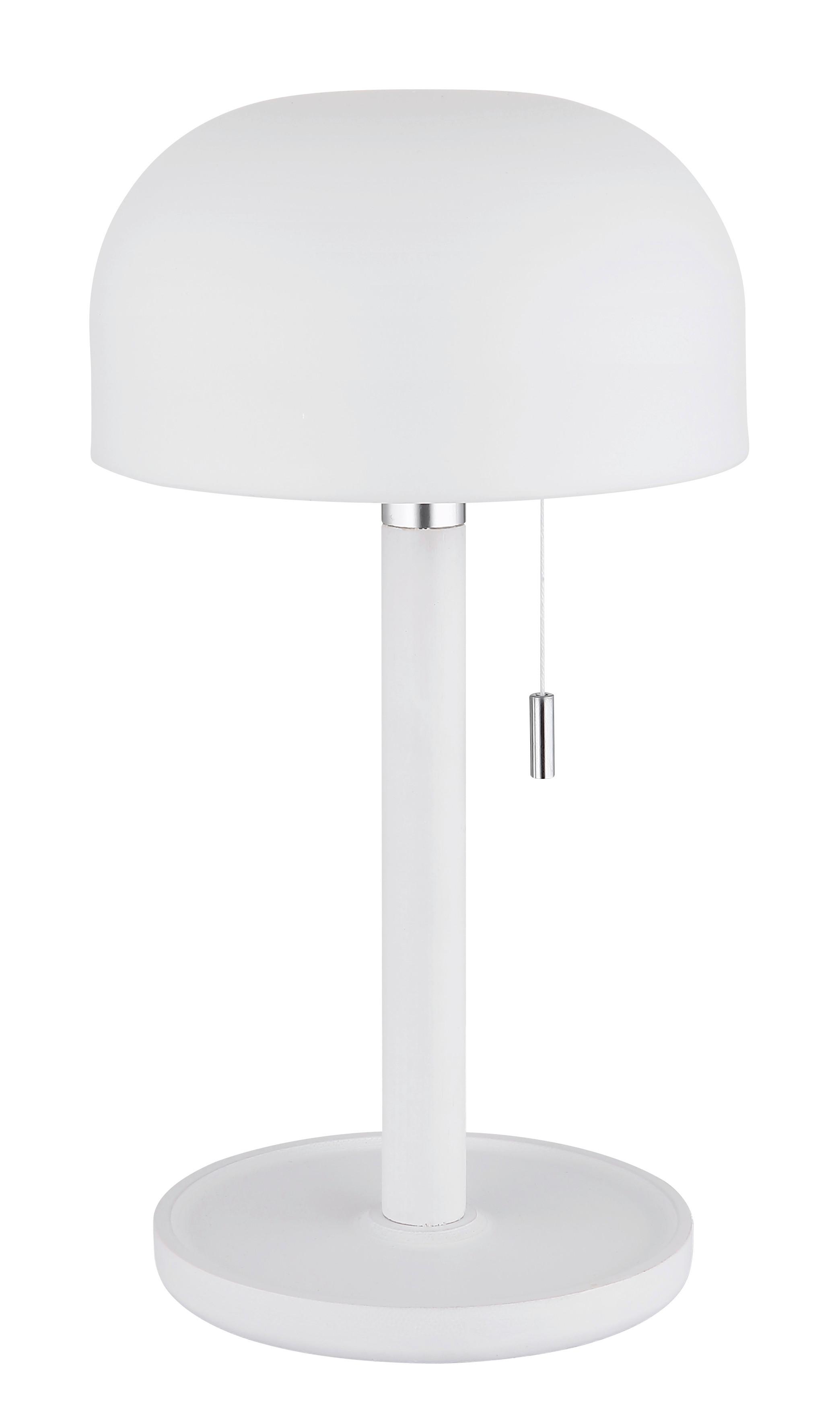 Akku-tischleuchte 21016w Norman - Opal/Weiß, KONVENTIONELL, Holz/Kunststoff (15/28cm) - Globo