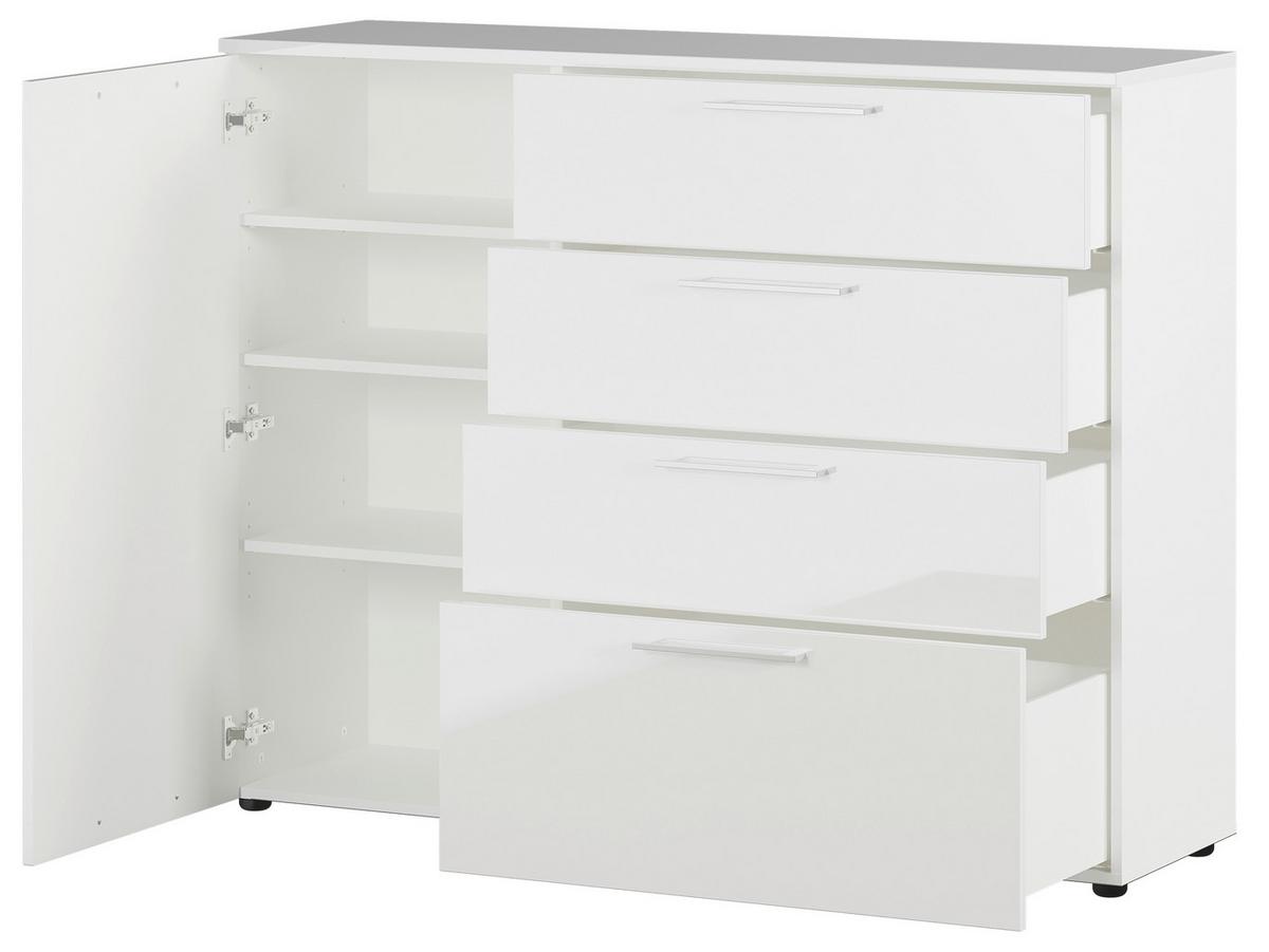 Kommode Gw-Sunnyvale Weiß B: 135cm - Schwarz/Weiß, MODERN, Holzwerkstoff (135/107/40cm) - Germania