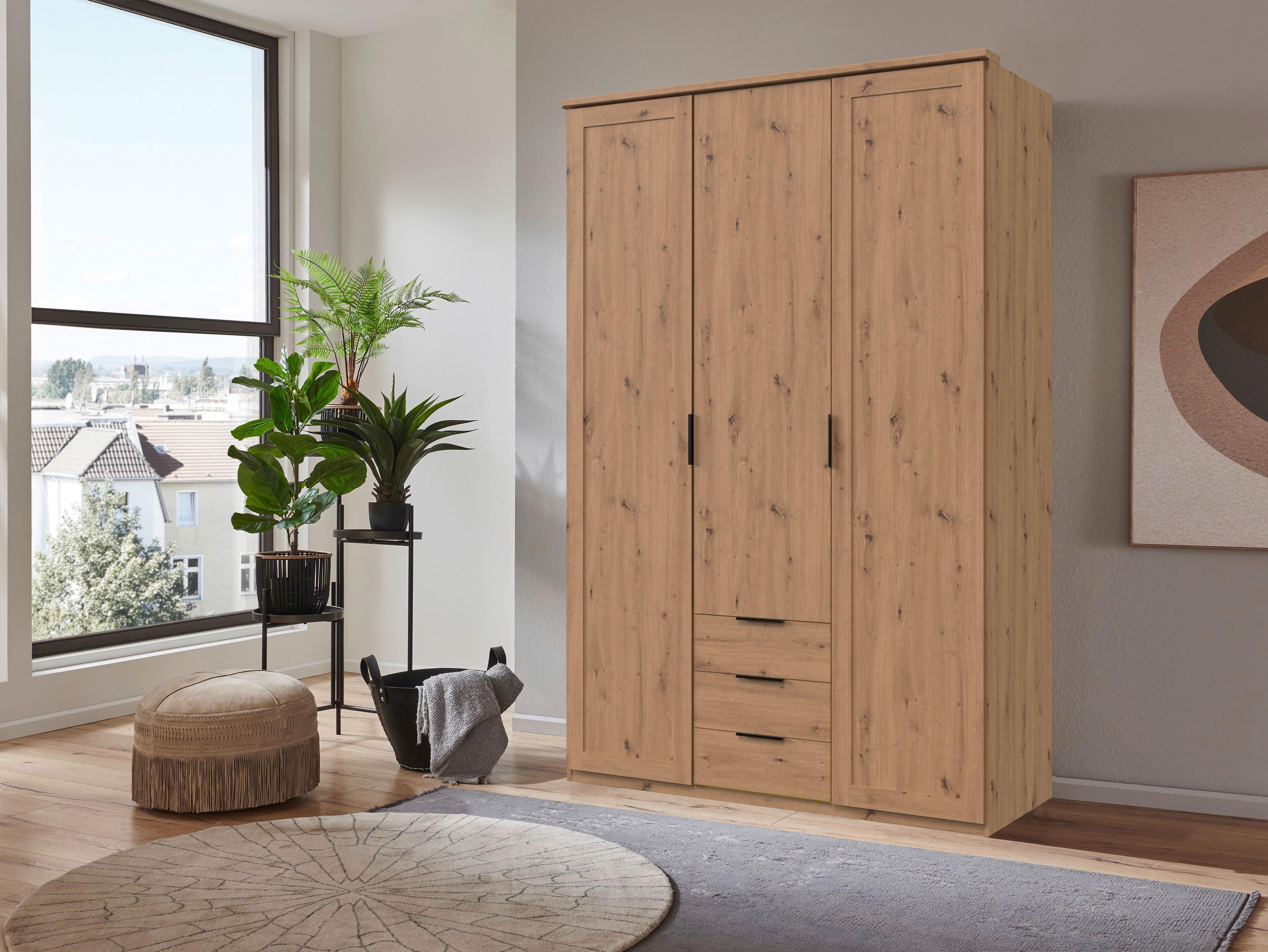 Drehtürenschrank Nadja Eiche Dekor B: 135 cm - Eiche Artisan, KONVENTIONELL, Holzwerkstoff (135/210/58cm) - MID.YOU