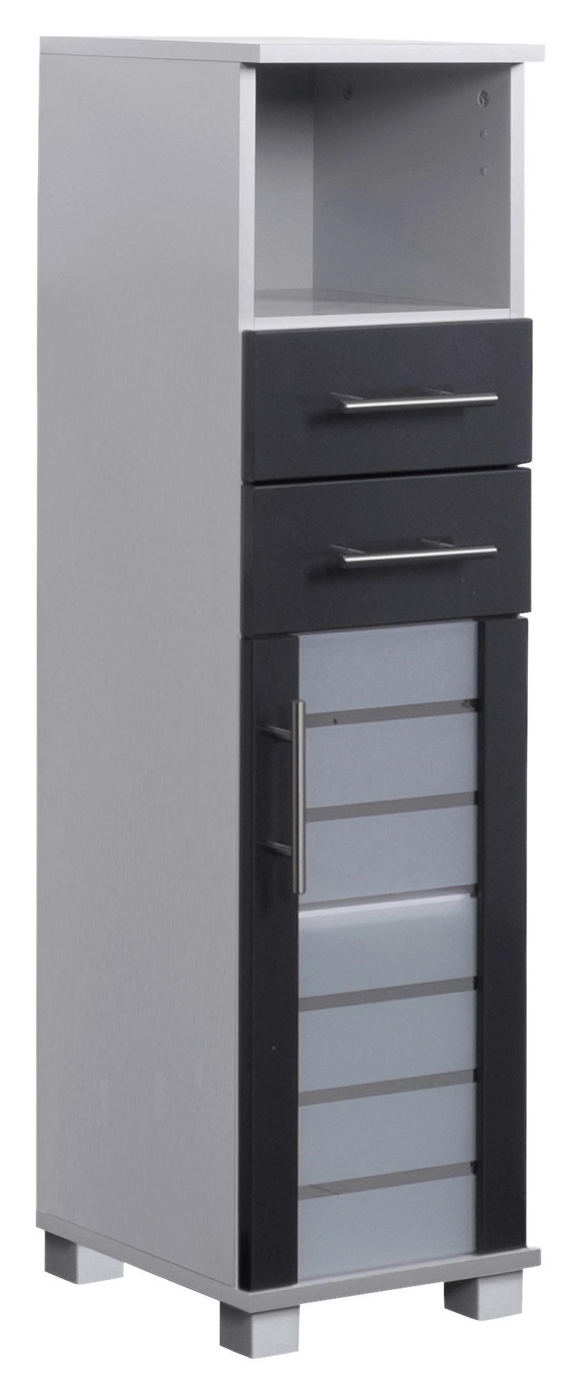 Midischrank Niko Anthr./silberfarben B: 30,3cm - Anthrazit/Silberfarben, MODERN, Glas/Holzwerkstoff (30,3/110,5/32,6cm) - MID.YOU