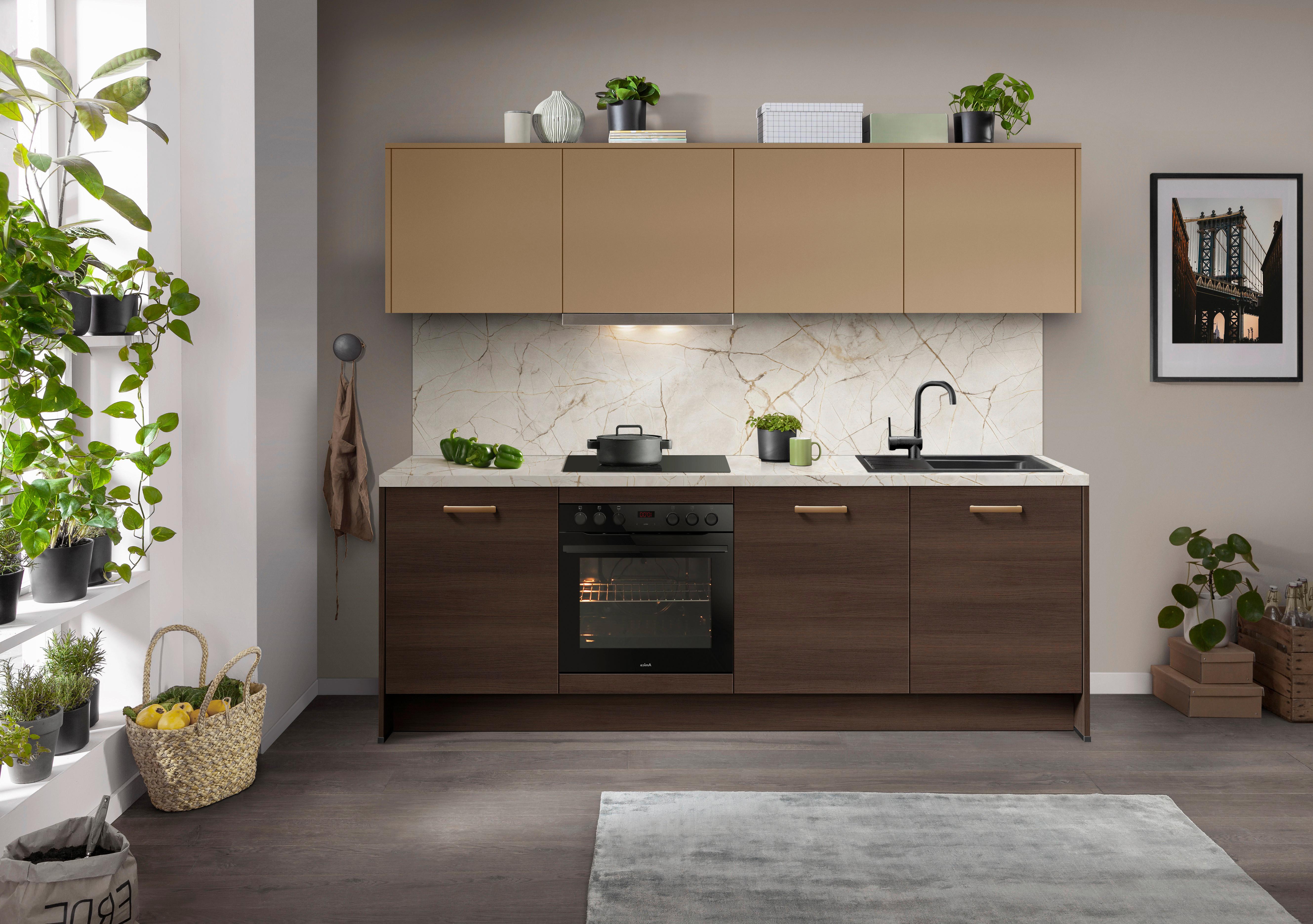 Küchenblock Ip2200 - Eiche dunkel/Karamell, MODERN, Holzwerkstoff (243,2cm) - Impuls