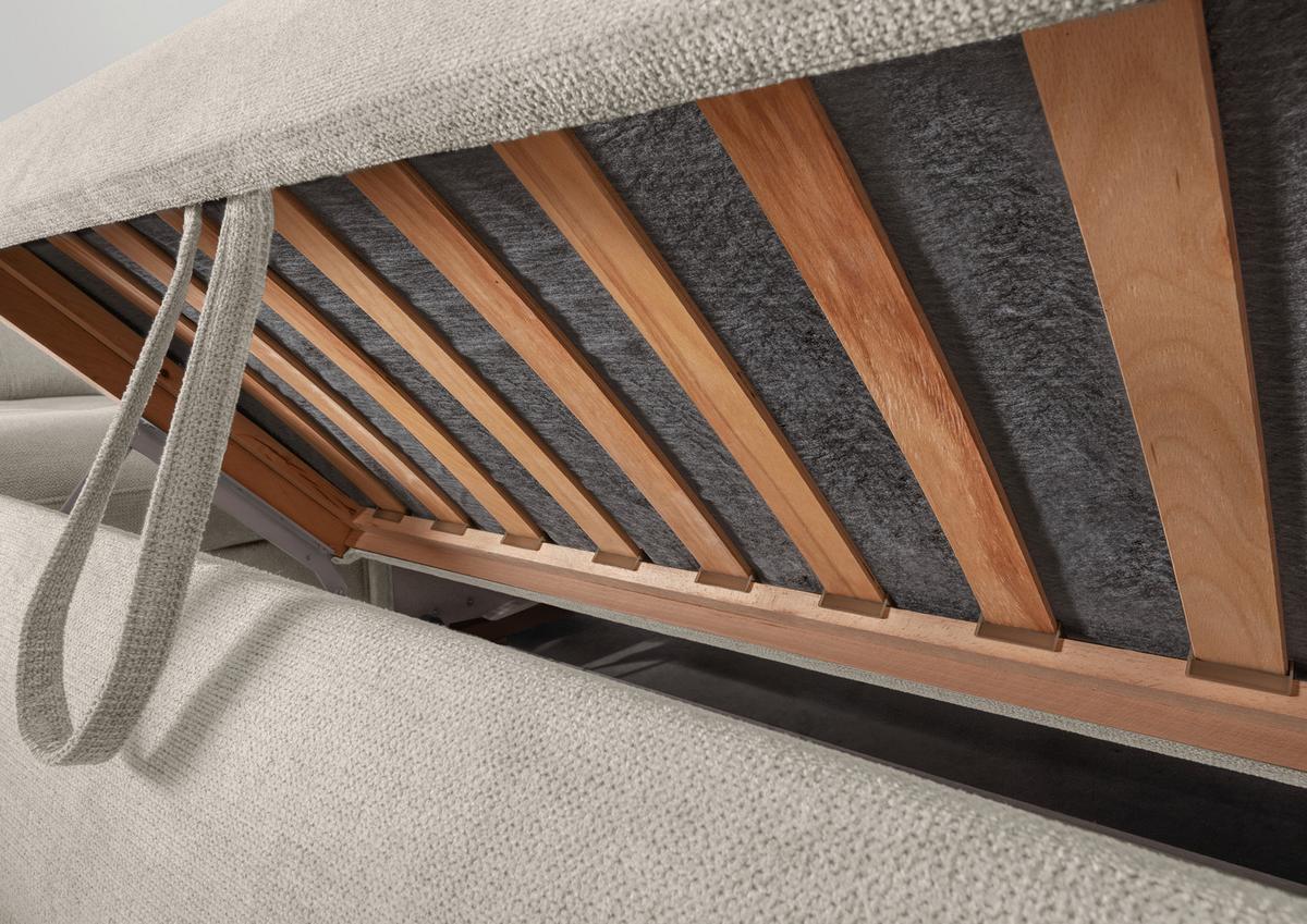 Wohnlandschaft Mit Bettkasten Rigatti Beige B: 387 Cm - Beige/Schwarz, MODERN, Textil (252/387/184cm) - Livetastic