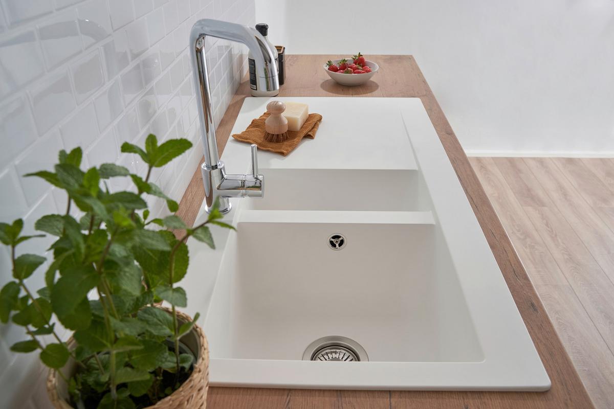 Spüle Respekta Einbauspüle Denver - Weiß, Trend, Glas/Kunststoff (100/20/50cm) - Respekta