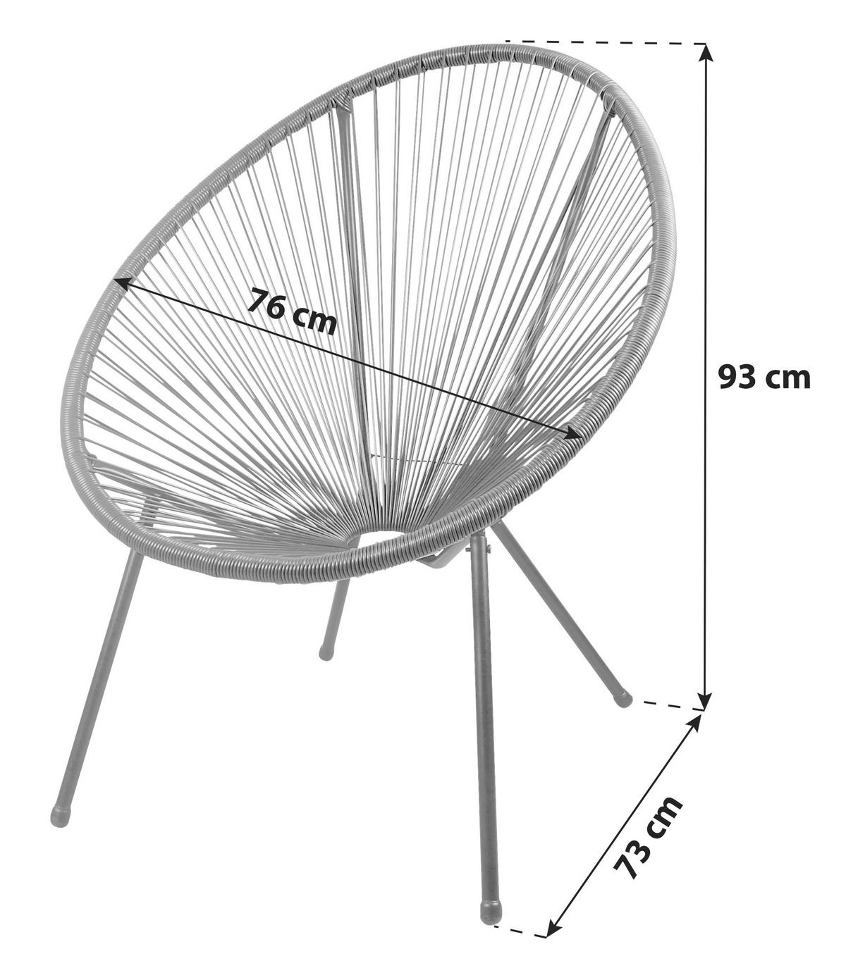 Gartensessel 2er-Set Dalida Kunststoff/Metall - Schwarz, Basics, Kunststoff/Metall (76/93/73cm)