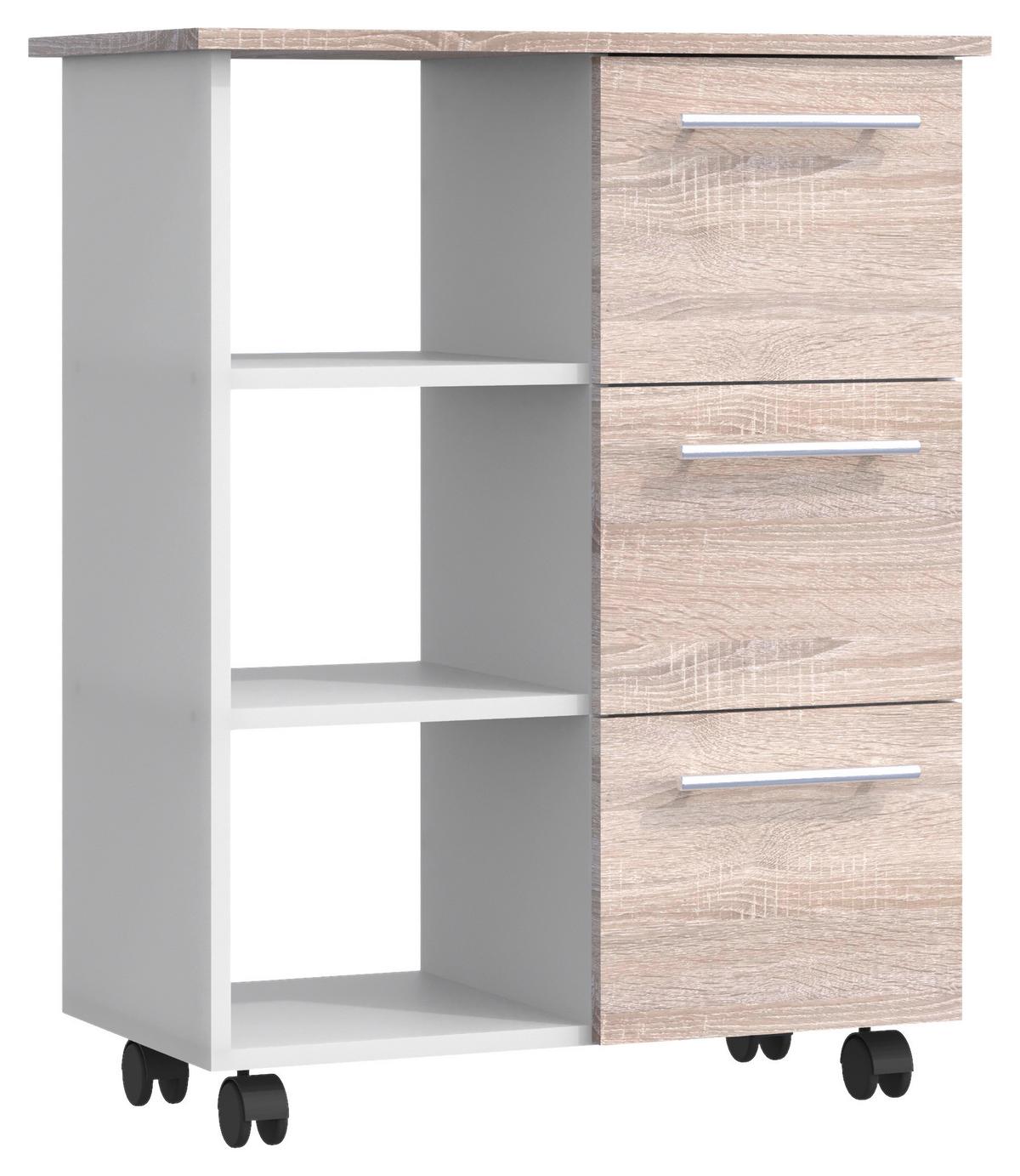 Allzweckwagen Esilo Sonoma Eiche/weiß B: 38 Cm - Weiß/Sonoma Eiche, Design, Holzwerkstoff (68/38/85cm) - MID.YOU