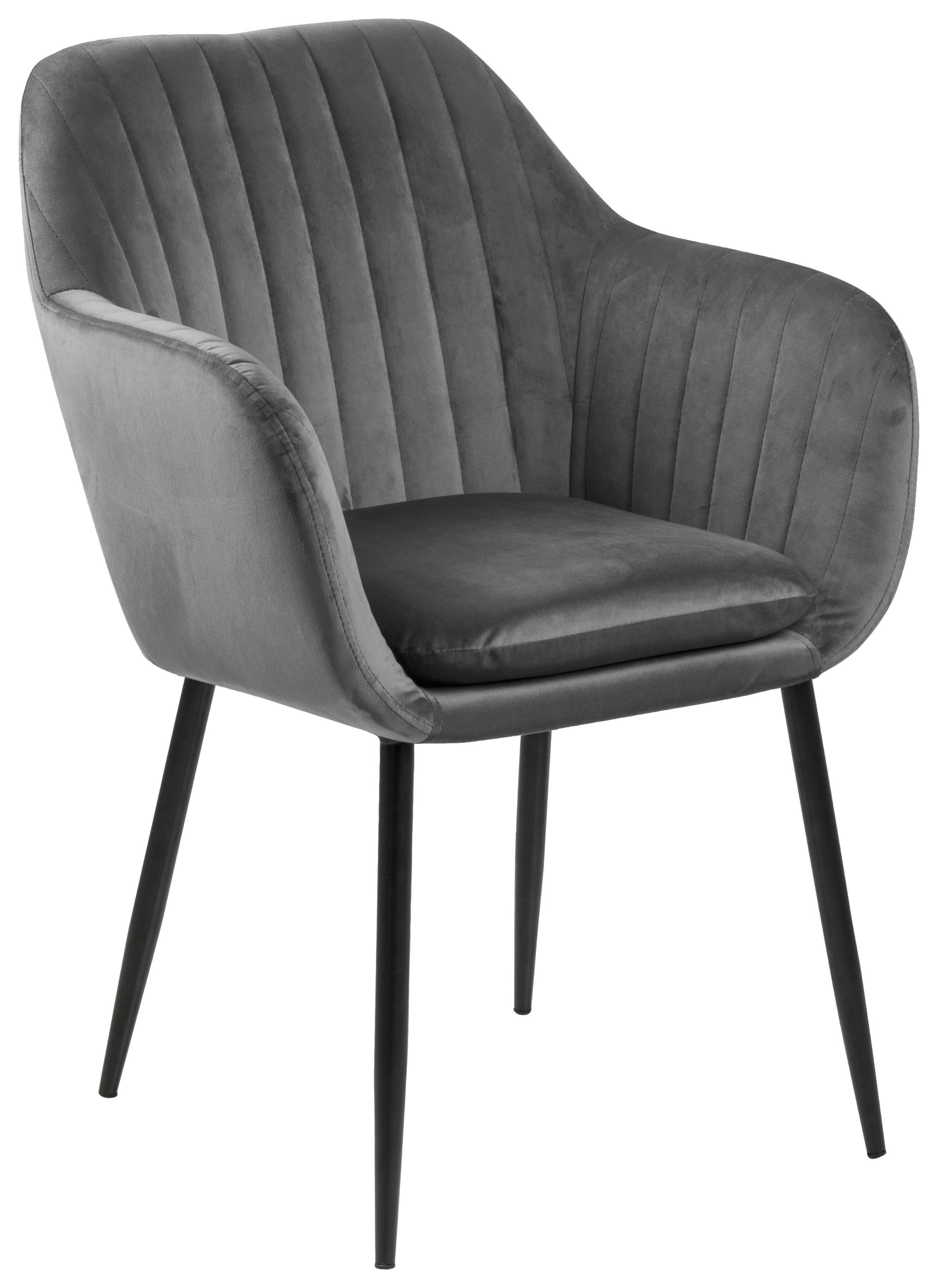 Židle S Područkami Emilia Tmavě Šedá - černá/tmavě šedá, Trend, kov/textil (57/83/59cm) - Ambia Home