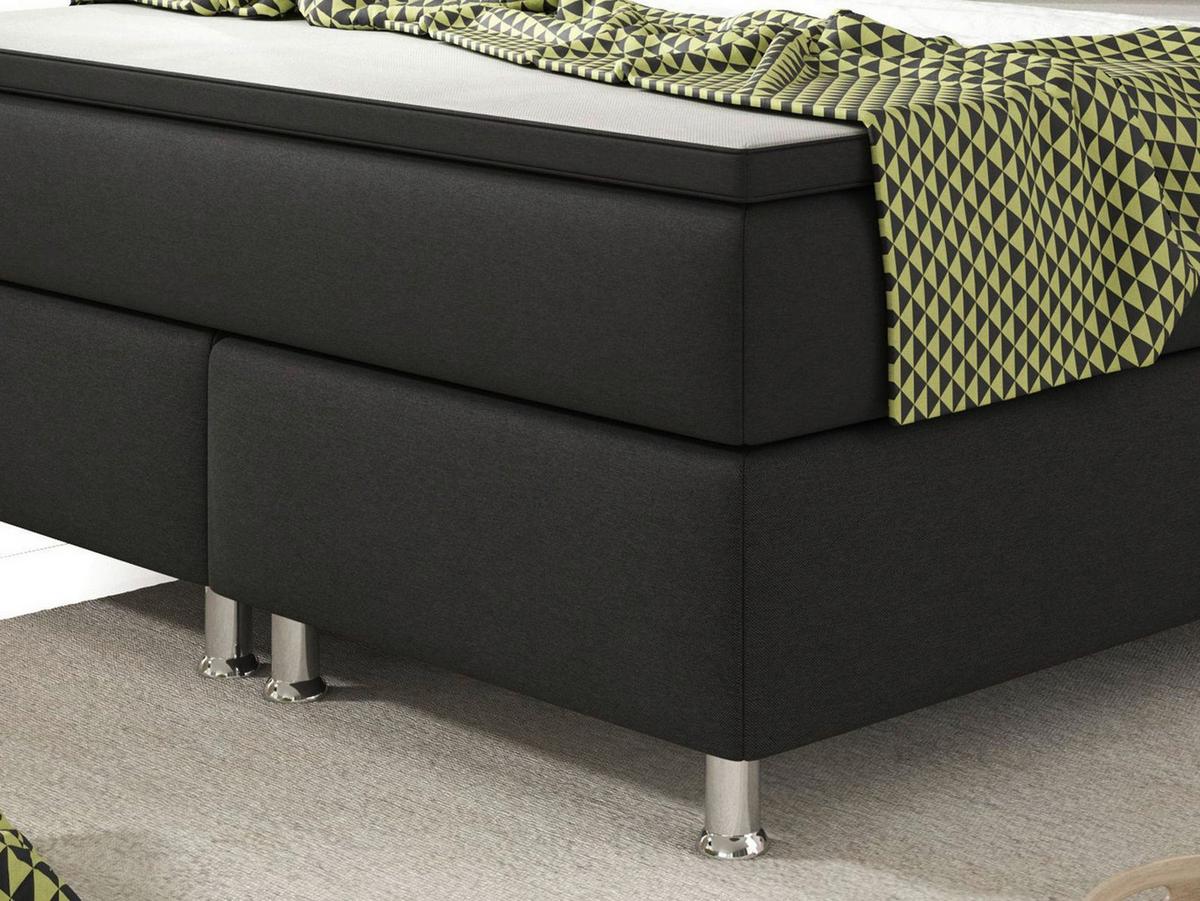 Boxspringbett Mit Topper 140x200 Cm Köln - Silberfarben/Schwarz, KONVENTIONELL, Textil (140/115/210cm) - MID.YOU