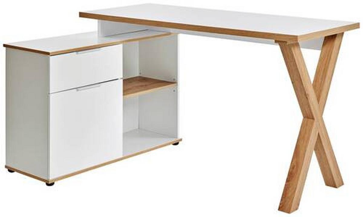 Eckschreibtisch X-Club C 40 E - Eichefarben/Weiß, MODERN, Holzwerkstoff (140/95/76cm) - Livetastic