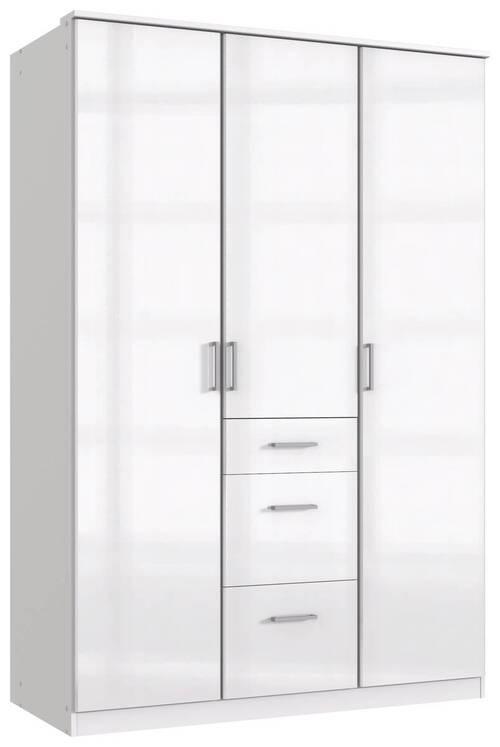Šatníková skriňa CLACK biela vysoký lesk - biela/biela s vysokým leskom, Basics, kompozitné drevo (135/199/58cm) - MID.YOU