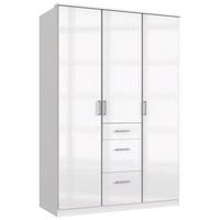 Šatníková skriňa CLACK biela vysoký lesk - biela/biela s vysokým leskom, Basics, kompozitné drevo (135/199/58cm) - MID.YOU