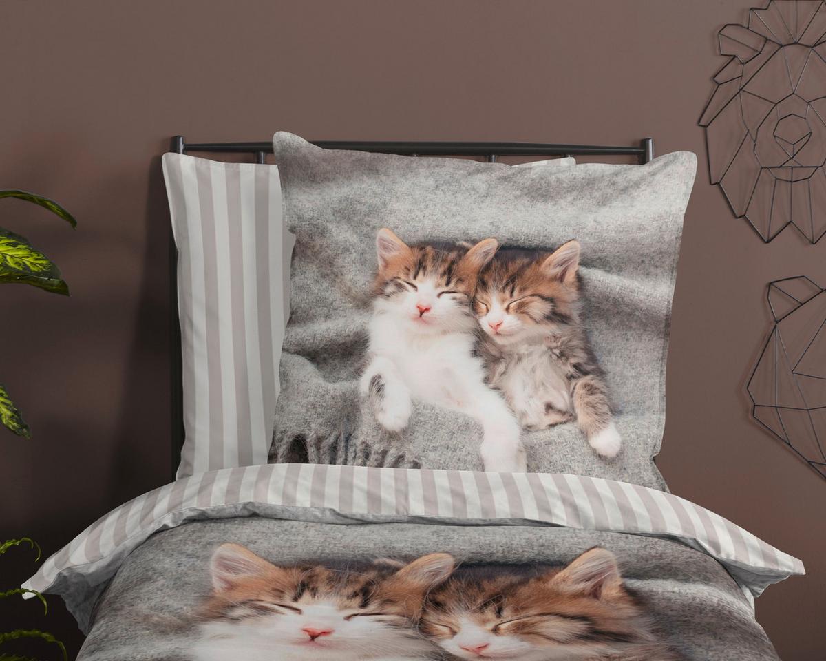 Jugendbettwäsche Snooze Grau 135x200 Cm - Grau, Natur, Textil (135/200cm)