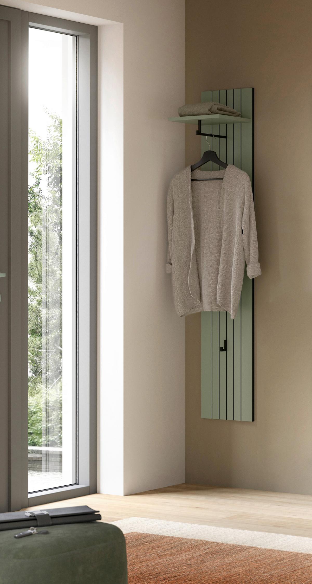 Garderobenpaneel Station Graugrün B: 31cm - Graugrün, Design, Holzwerkstoff (31/160/27cm) - MID.YOU