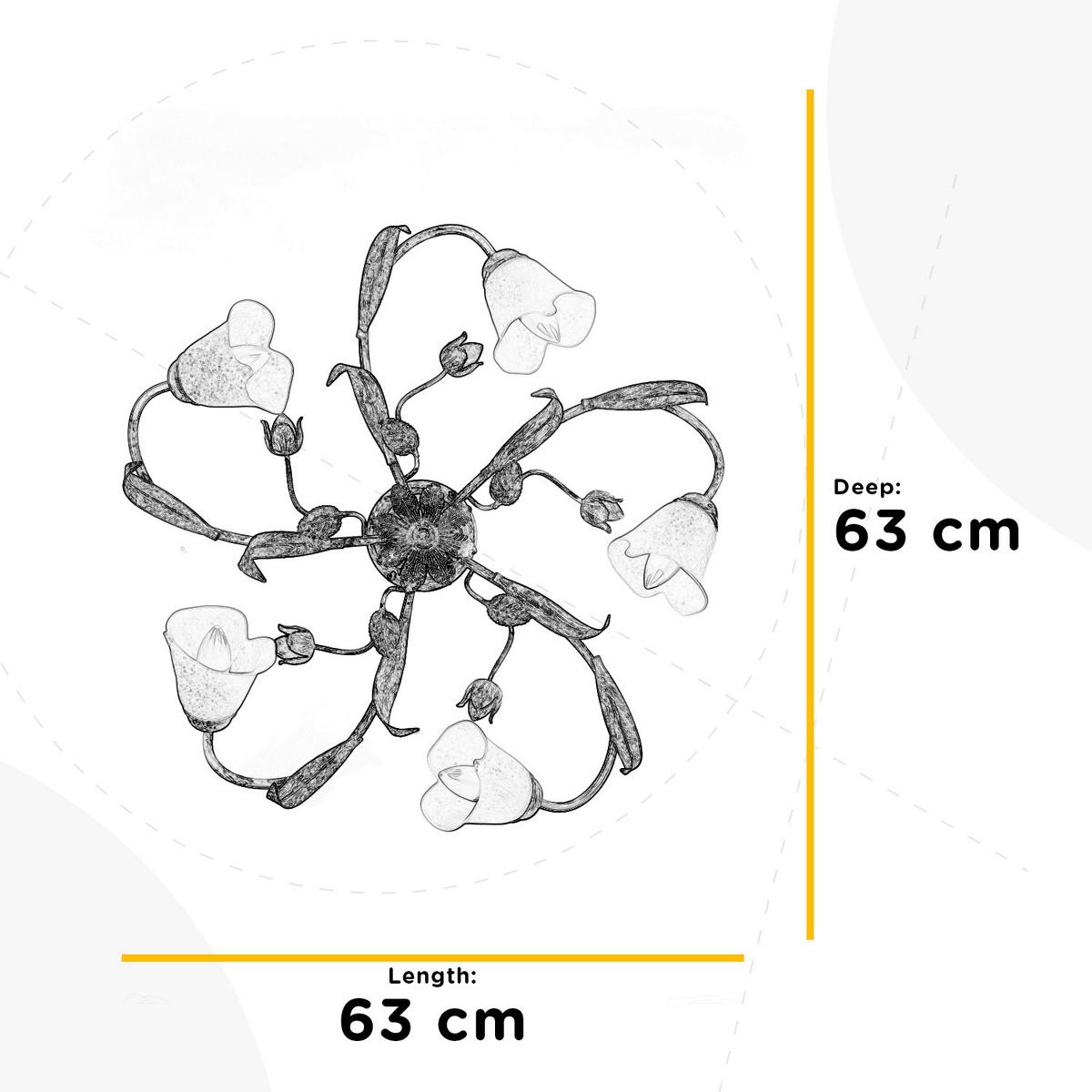 Deckenleuchte 4985/Pl5 - Pink/Weiß, KONVENTIONELL, Glas/Metall (63/20cm)