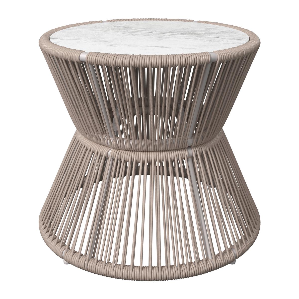 Gartenbeistelltisch Palma - Hellbraun/Grauweiß, MODERN, Glas/Textil (56/48/56cm) - Beldano