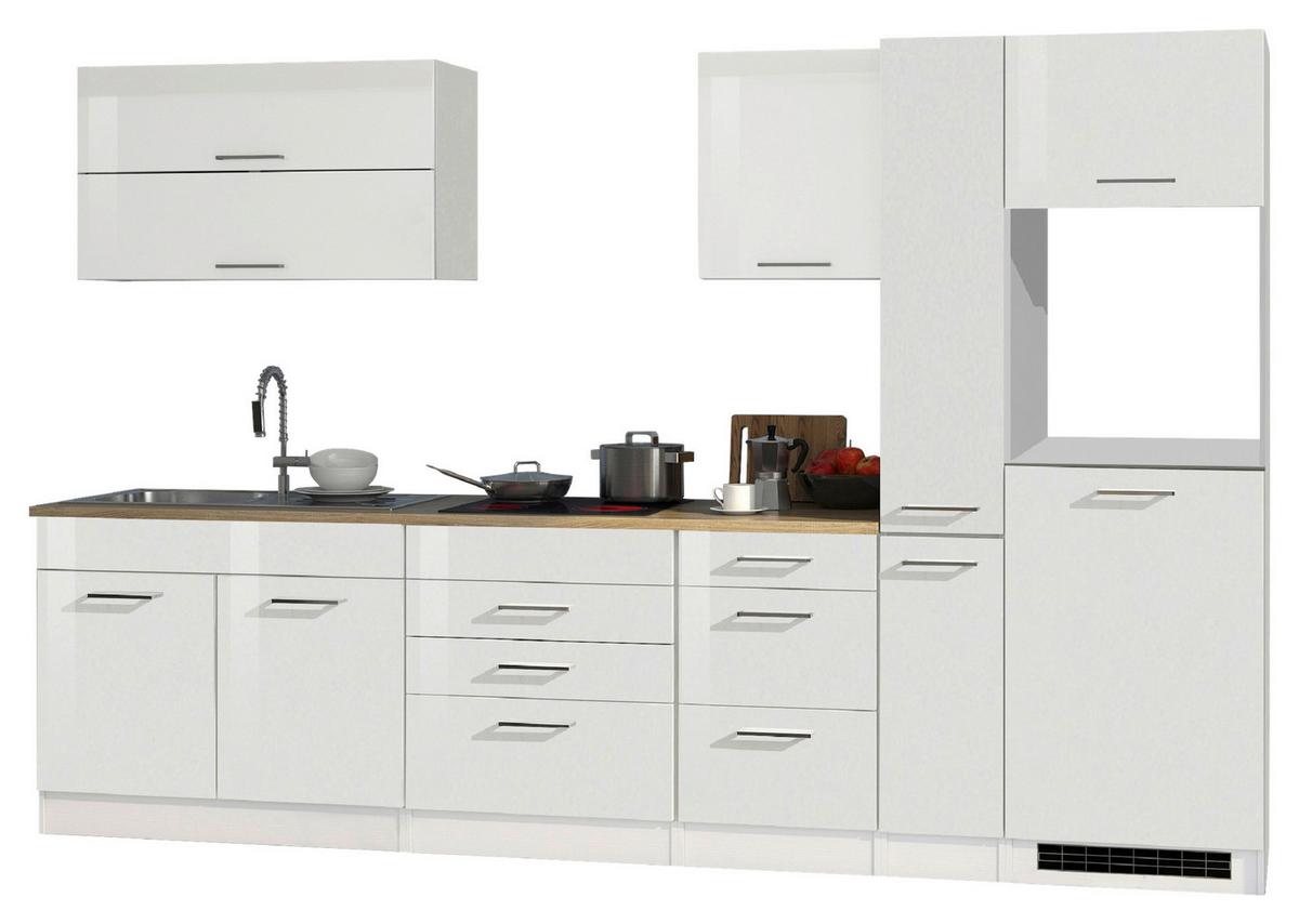 Küchenleerblock Mailand Weiß B: 320 cm - Weiß Hochglanz/Weiß, MODERN, Holzwerkstoff (320cm) - Held