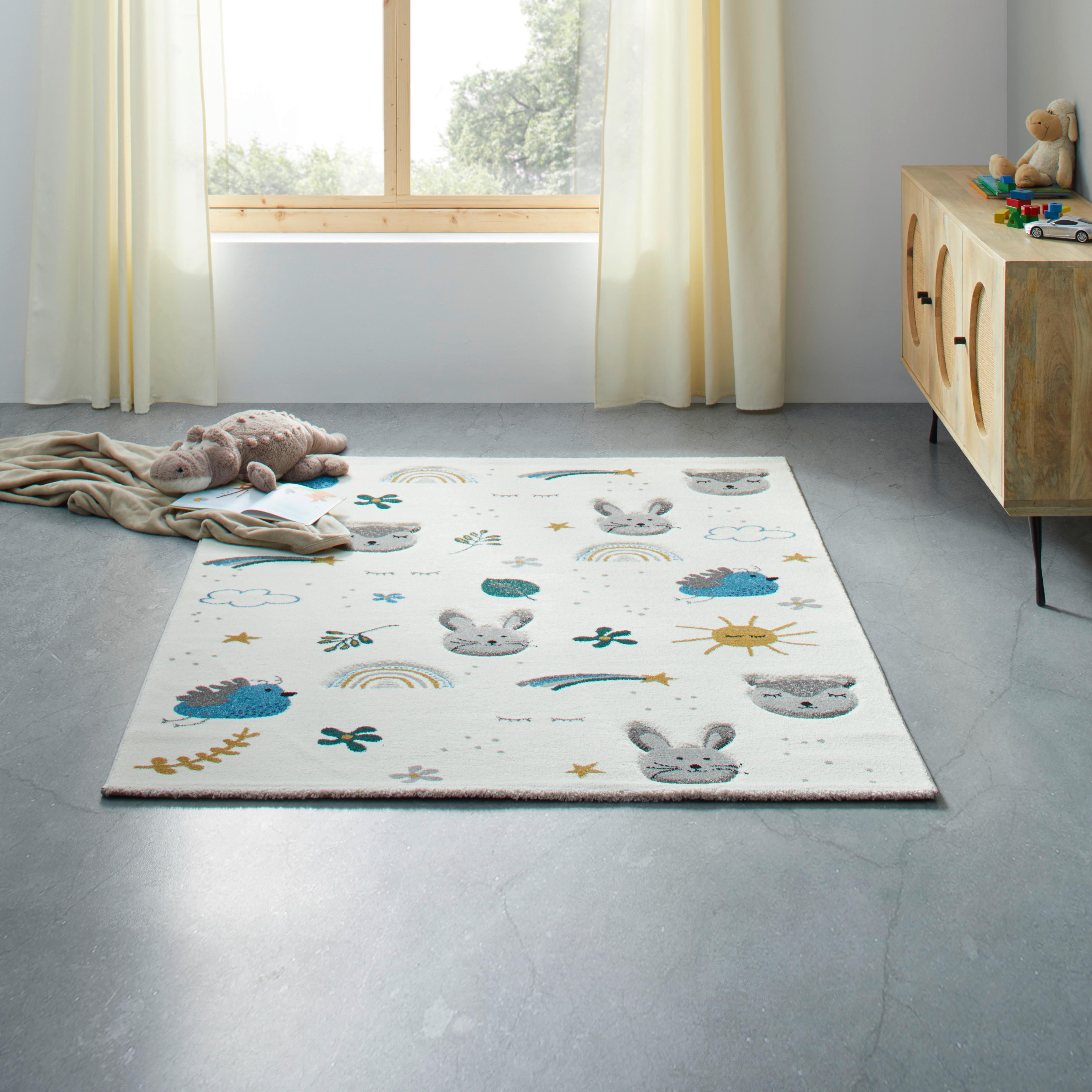 Detský Koberec Sunny 2, 160/230cm, Krémová - modrá/sivá, Basics, textil (160/230cm) - Modern Living