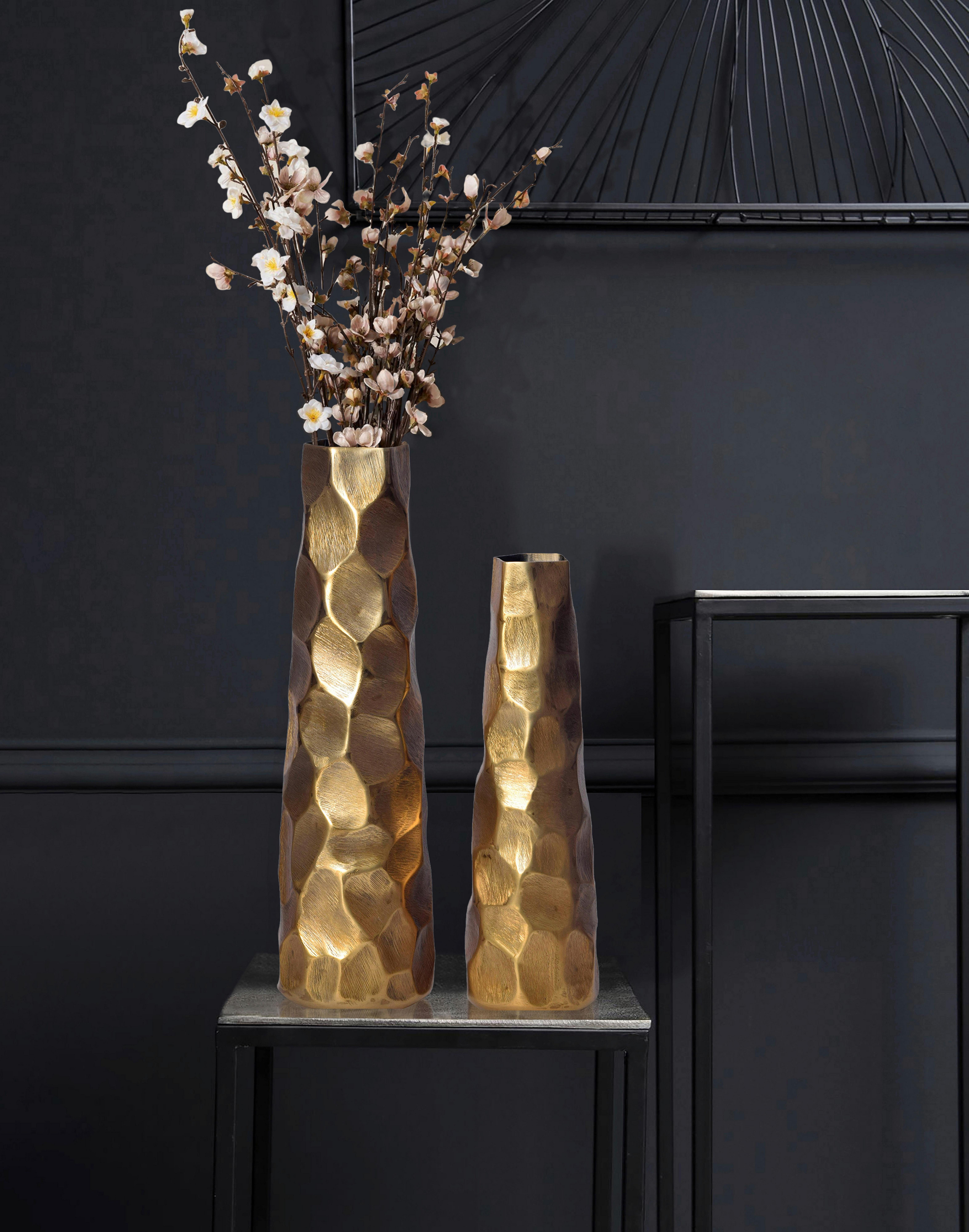 Dekovase 2er Set Goldfarben B: 15 cm - Goldfarben, Design, Metall (15/48,5/15cm) - Livetastic