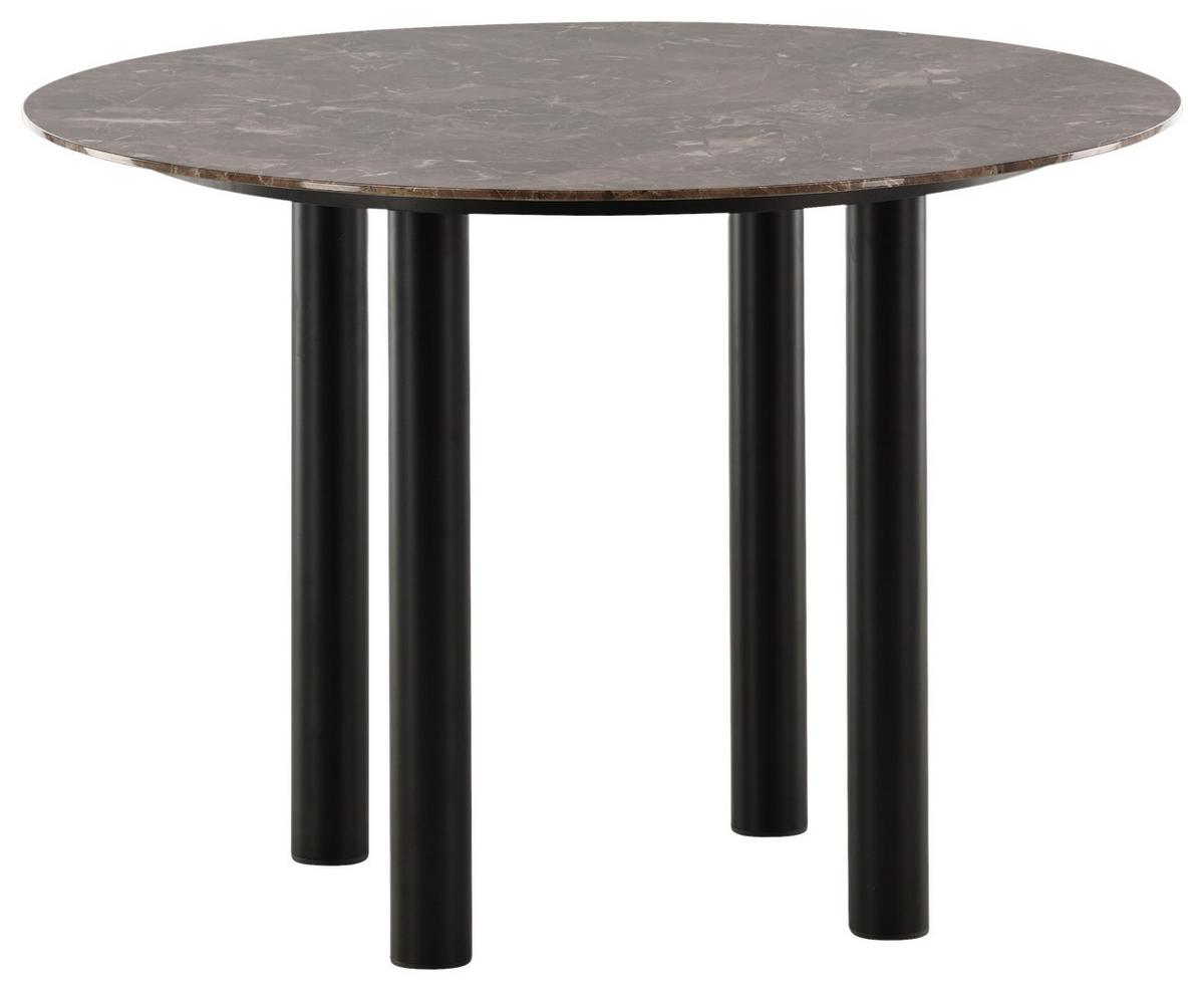 Esstisch Havsten - Dunkelbraun/Schwarz, Design, Holzwerkstoff/Metall (106/106/75cm) - Livetastic