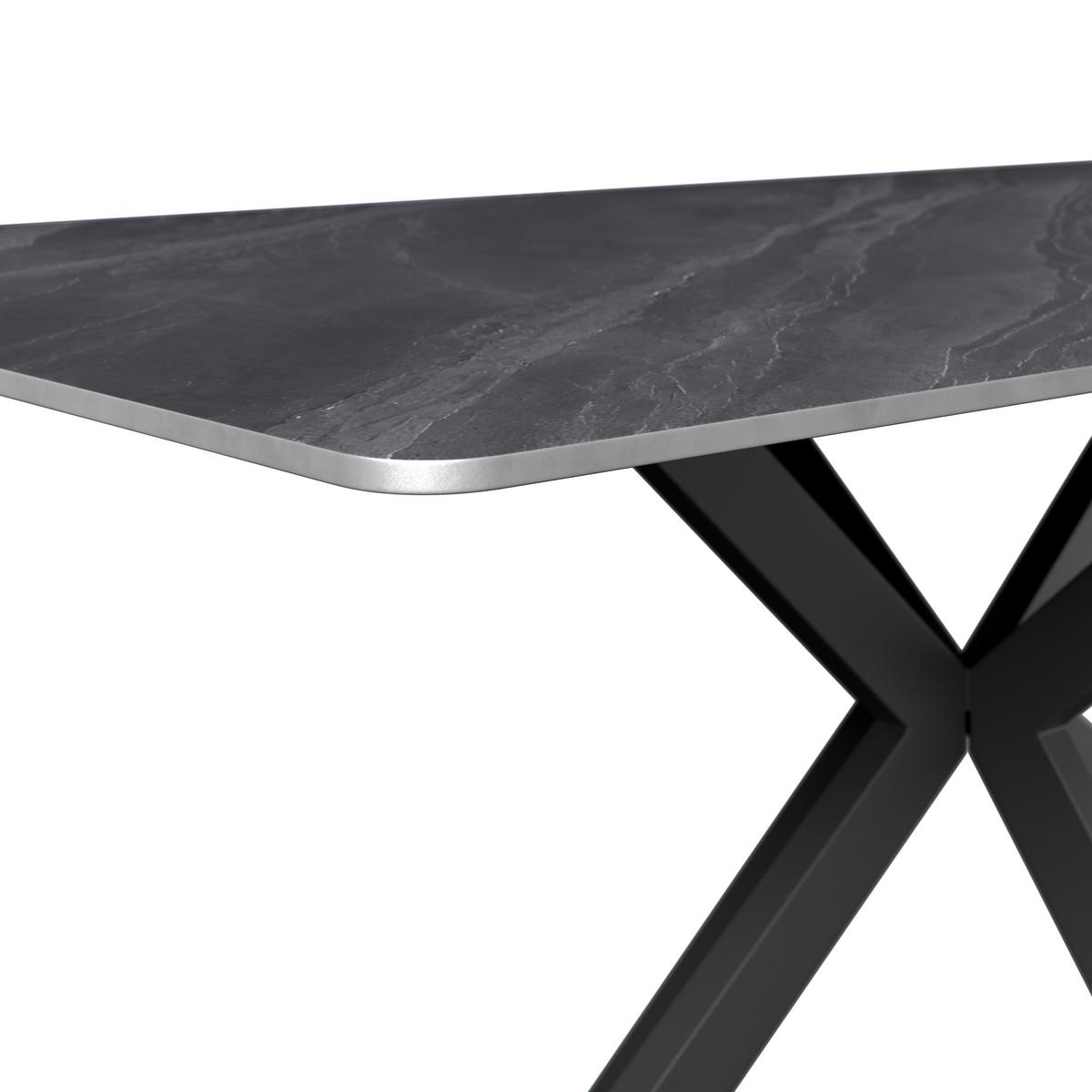 Esstisch Leon Keramik hellgrau, B: 160cm - Schwarz/Grau, Trend, Stein/Metall (160/90/75cm)