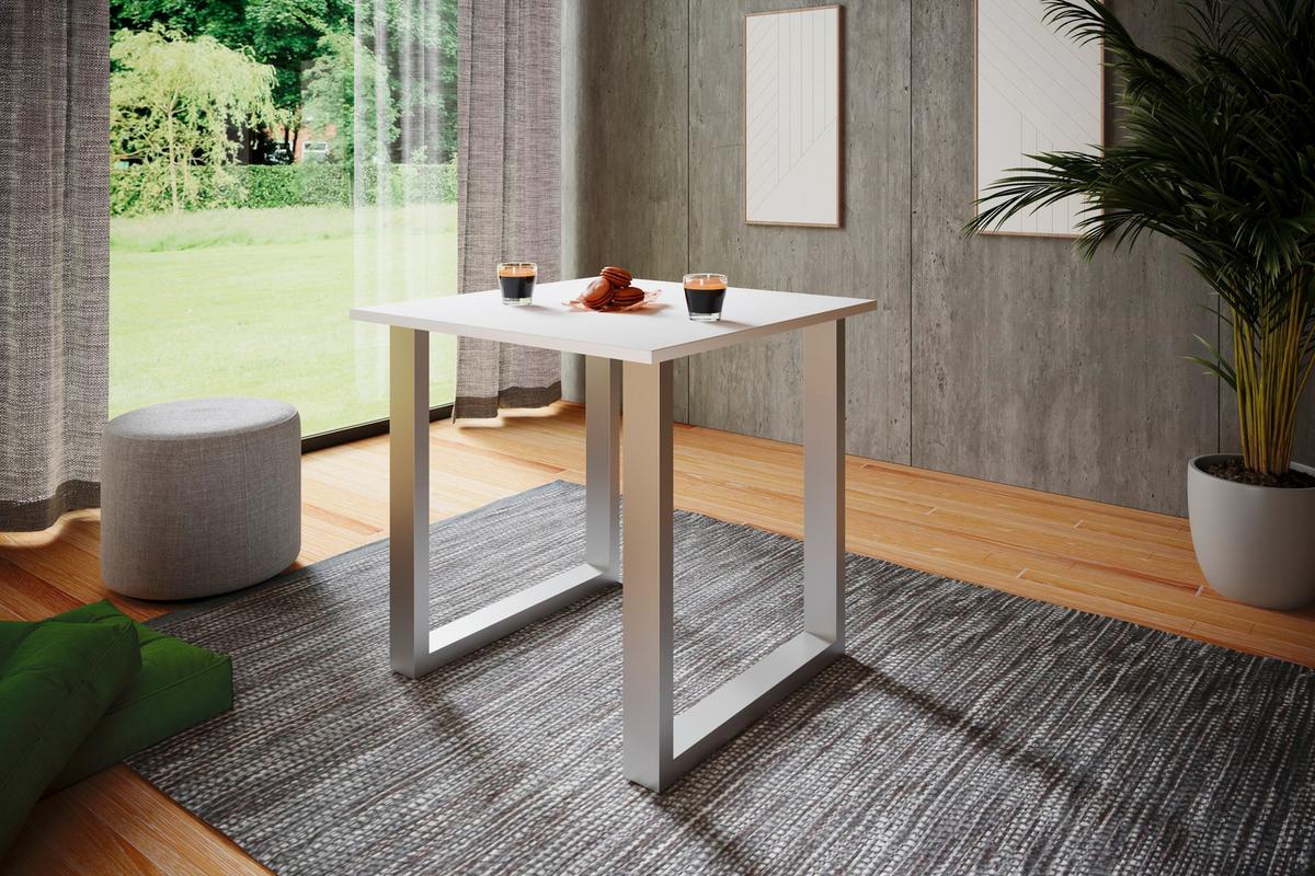 Schreibtisch Lona Weiß B: 80 cm - Silberfarben/Weiß, Design, Holzwerkstoff/Metall (80/76/50cm) - MID.YOU