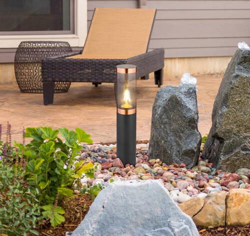 Außenleuchte 3158bc - Schwarz/Kupferfarben, Design, Kunststoff/Metall (12,7/45cm) - Globo