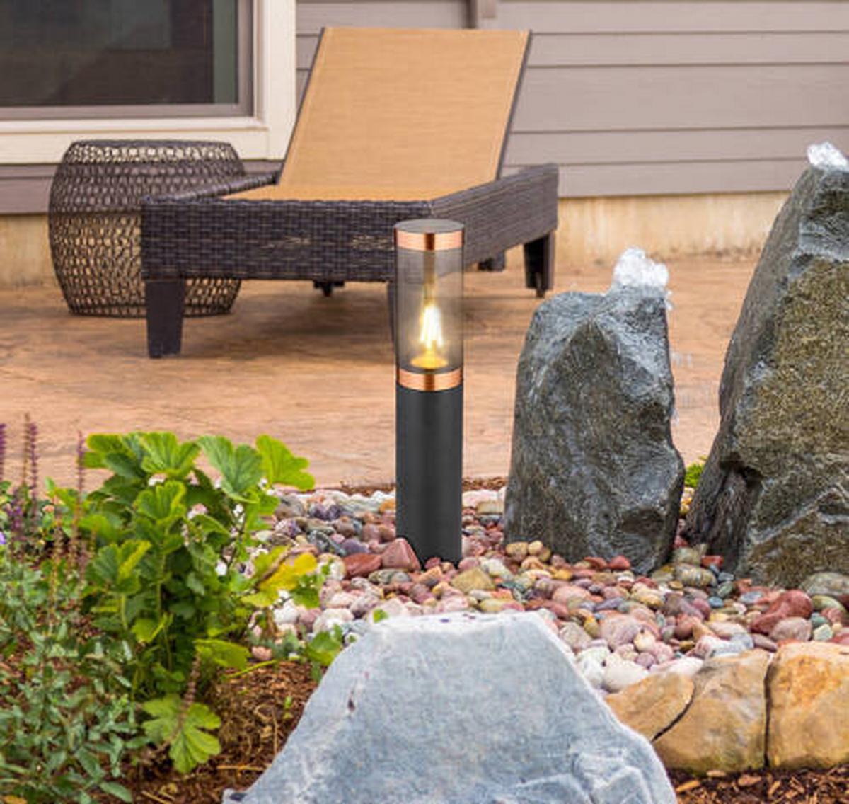 Außenleuchte 3158bc - Schwarz/Kupferfarben, Design, Kunststoff/Metall (12,7/45cm) - Globo