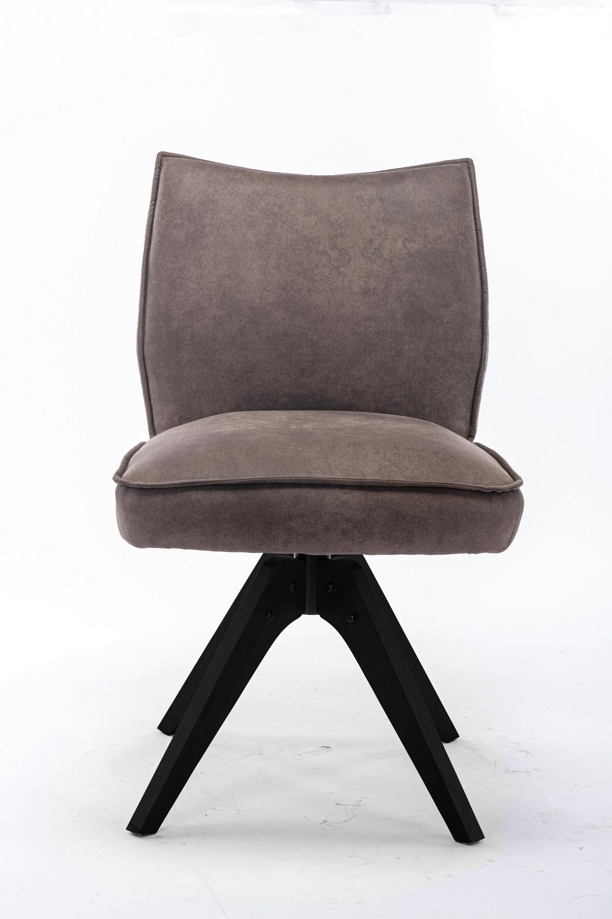 Stuhl Fulton Braun, Grau Beine Schwarz, B: 52 cm - Schwarz/Braun, Design, Holz/Textil (52/85/62cm) - Livetastic