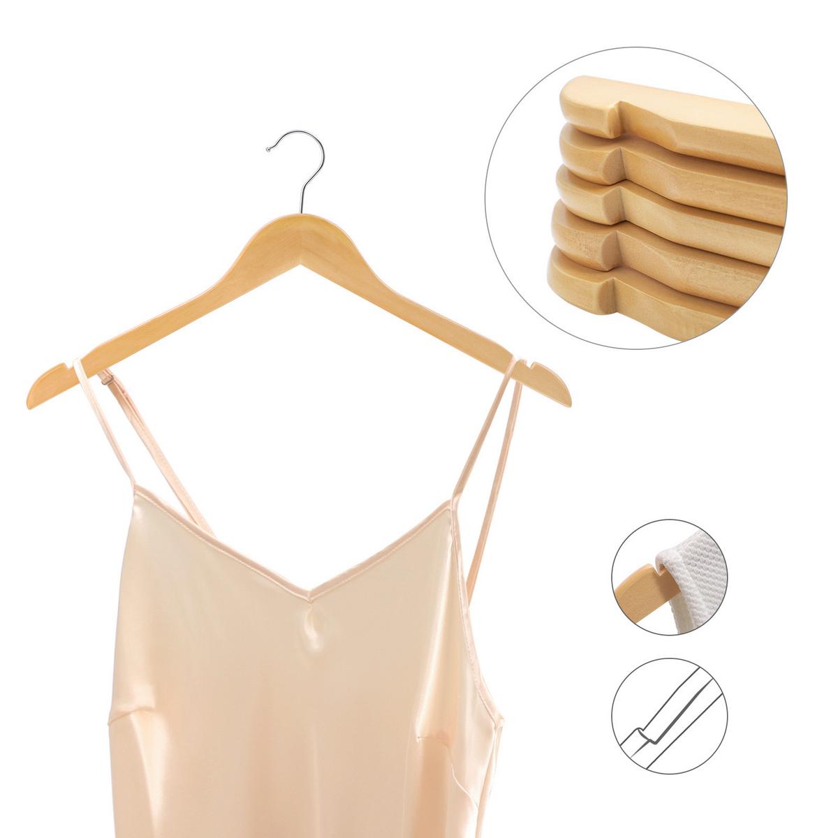 Kleiderbügelset Silberfarben/Ahornfarben 44 cm - Silberfarben/Ahornfarben, Basics, Holz (44cm)