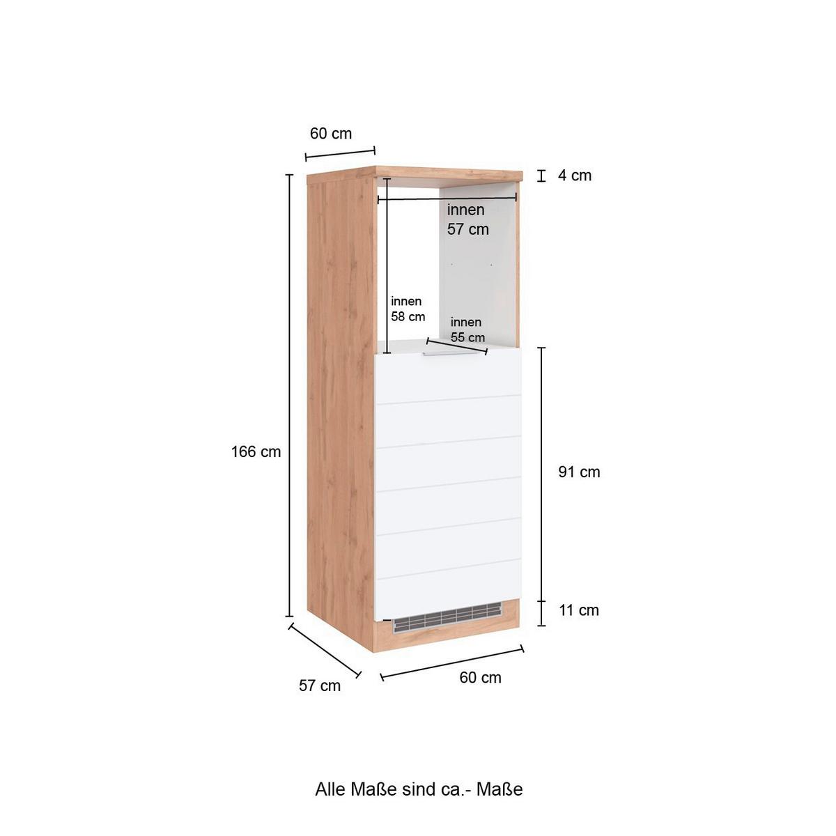 Backofen-/Kühlschrank- Umbauschrank Florenz B: 60 cm - Eiche Wotan/Grau, Design, Holzwerkstoff (60/166/60cm) - Held
