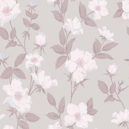 Vliestapete Fleurir Sugared - Violett/Grau, Basics, Papier/Kunststoff (52/1000cm)