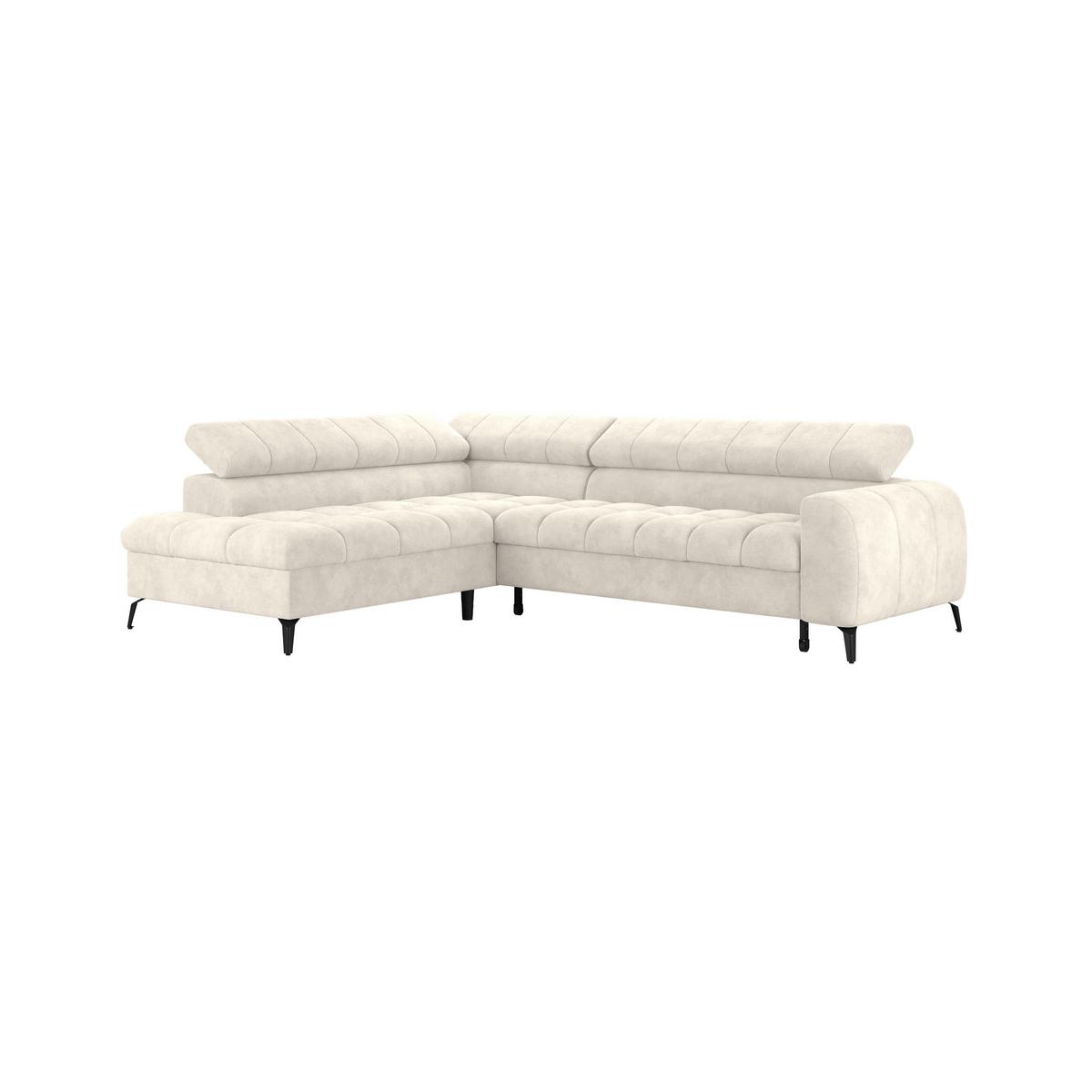 Ecksofa mit Schlaffunktion & Bettkasten Volf Cremefarben - Creme/Schwarz, Trend, Kunststoff/Textil (203/261cm)