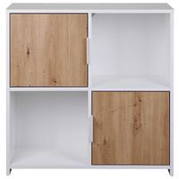 Regal Mit Schrank Pepeto B: 77cm Weiß, Eiche Artisan - Weiß/Eiche Artisan, Design, Holzwerkstoff (77/77/30cm) - Livetastic