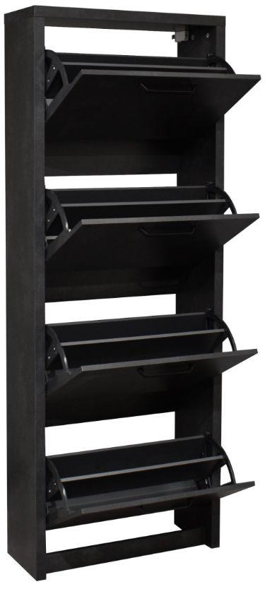 Výklopná skrinka na topánky Klapp čierna - čierna, Basics, kov/kompozitné drevo (64/164/24cm)
