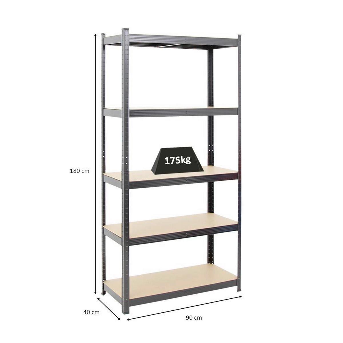 SCHWERLASTREGAL THEO - Schwarz, Trend, Holzwerkstoff/Metall (90/40/180cm) - Homezone