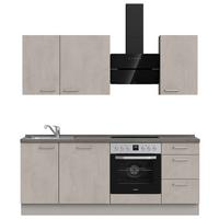 Kuchynská linka 210 cm, šedý betón/ kamenná šedá - sivá/farba ušľachtilej ocele, Modern, kov/kompozitné drevo (210cm) - Nobilia