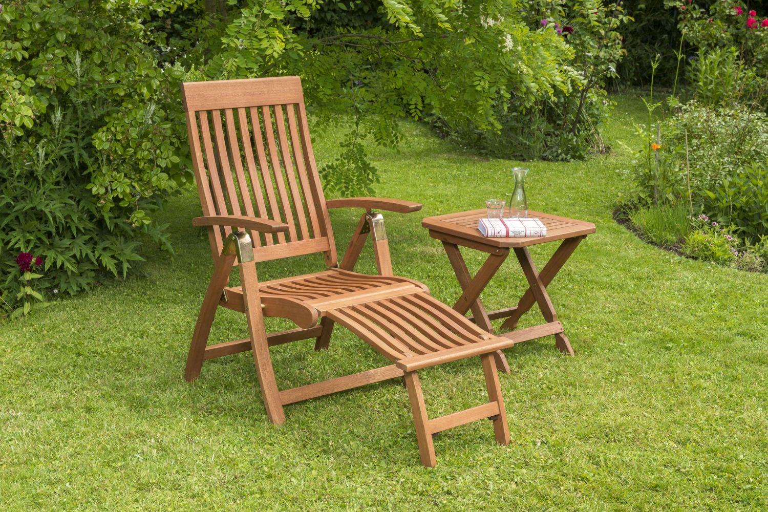 Gartensessel-Set Klappbar Comodoro Naturfarben - Naturfarben, ROMANTIK / LANDHAUS, Holz (49,5/43/48,5cm) - Gardenson