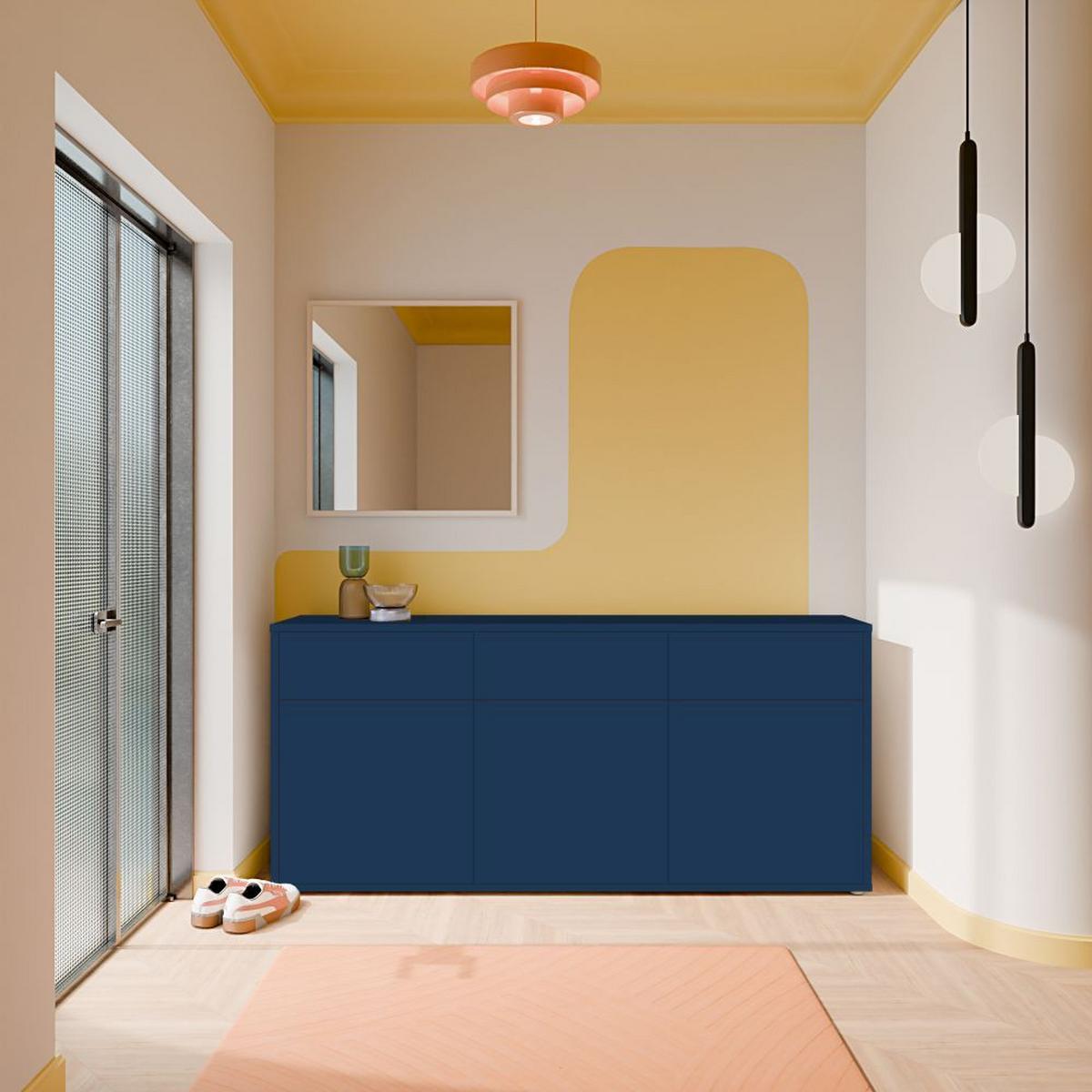 KOMODA ALICE SPRINGS - tmavomodrá, Modern, kompozitné drevo (184,2/83,1/41,5cm)